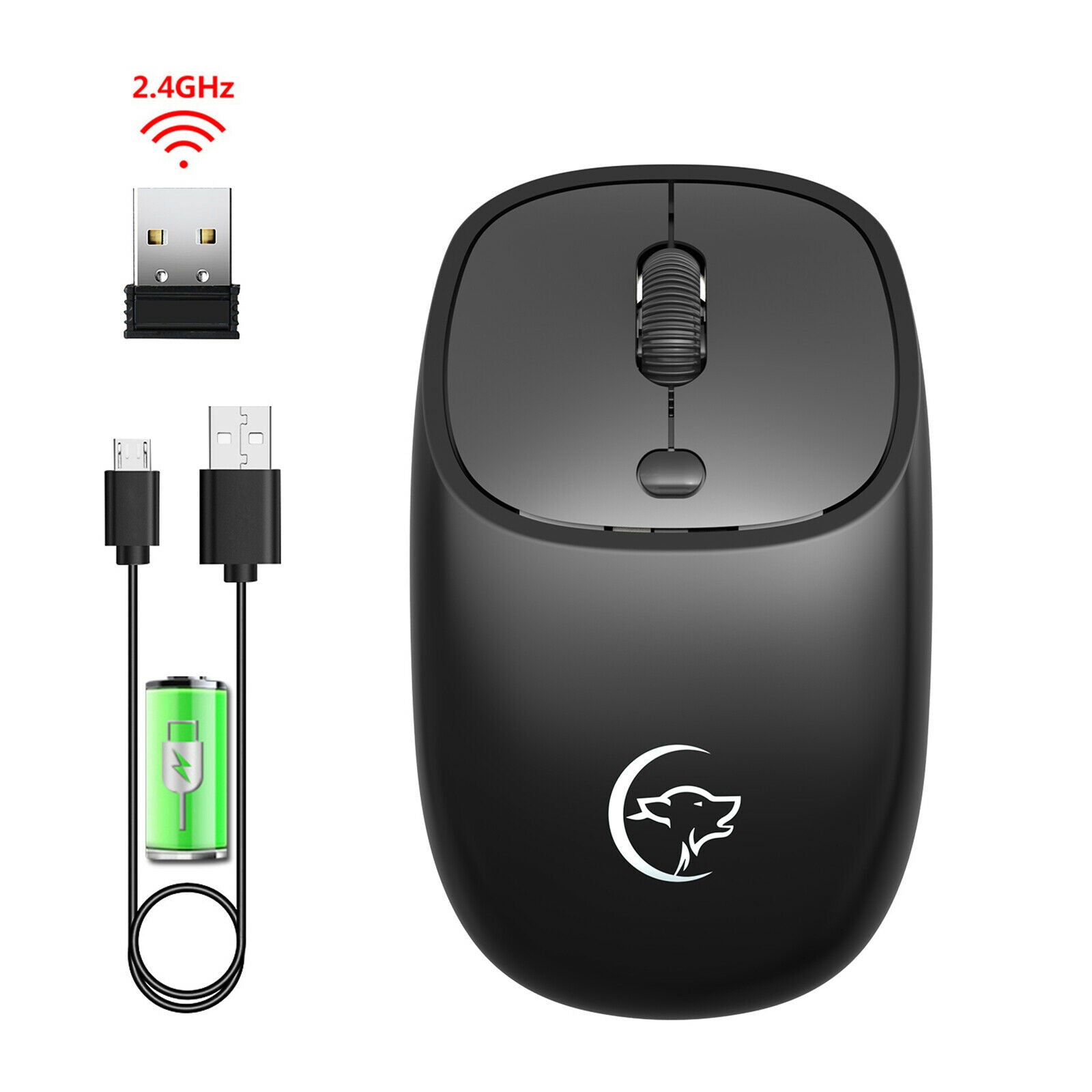 Portable 2.4G Wireless Gaming Mouse Rechargeable Mice for Desktop Laptop
