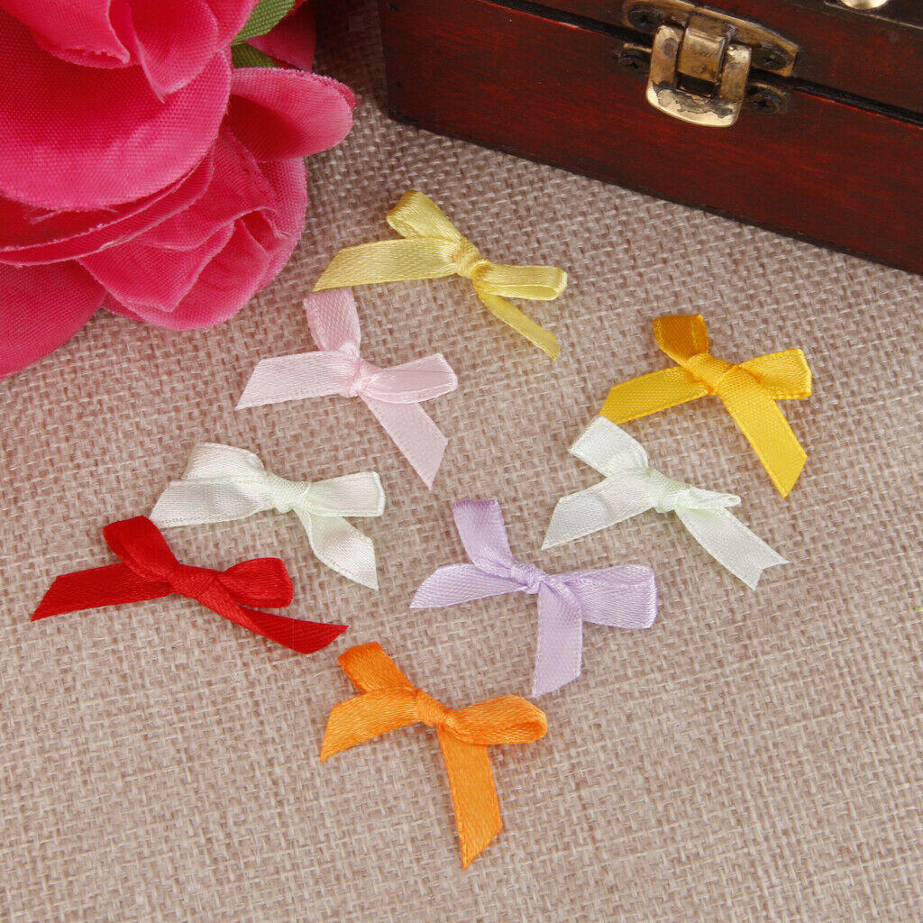 100x Mix Satin Ribbon Bows for Craft Cardmaking Embellishment Sewing Applique