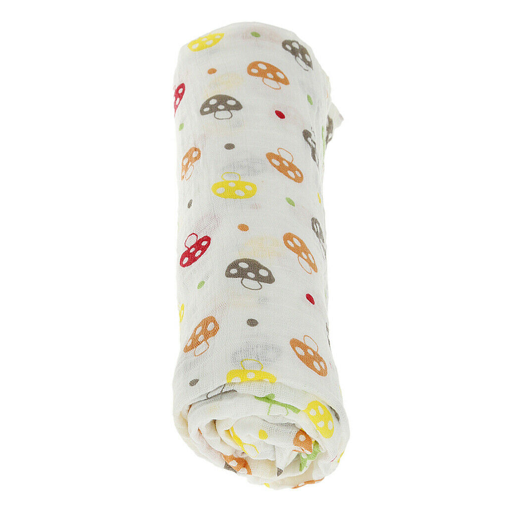 1Pcs Muslin Cotton Blanket Newborn Baby Blanket Swaddle Bath Towel Mushroom