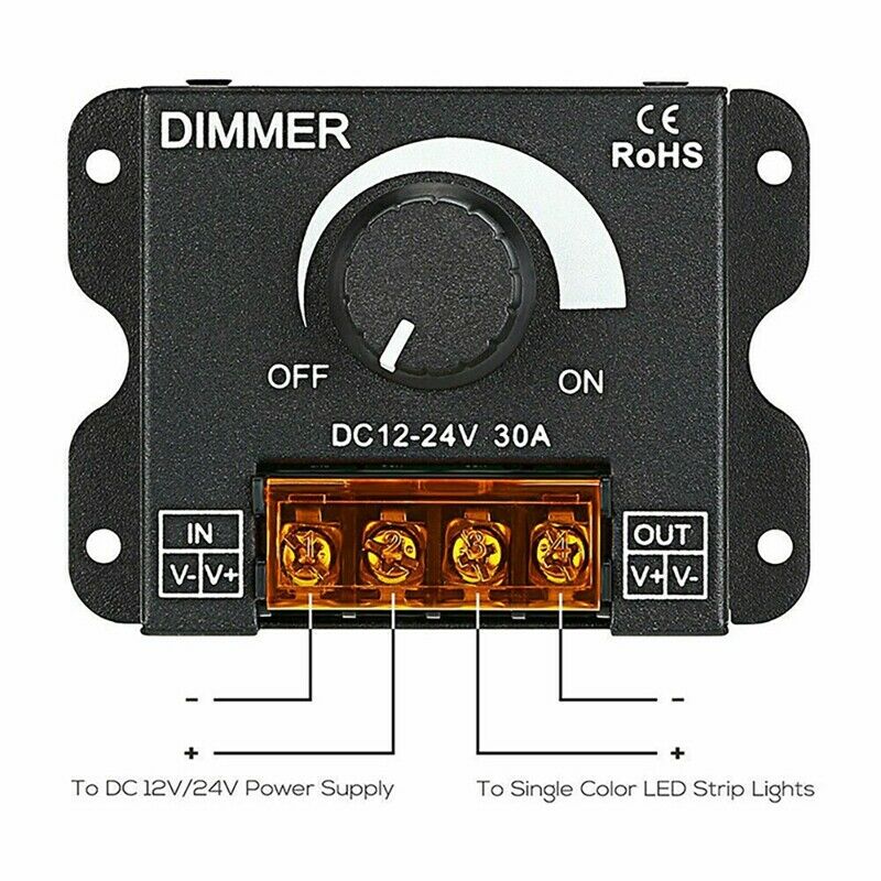 LED Light Adjuster DC 12-24V 30A/No Strobe with Knob Switch LED Light Bar BrM8O9