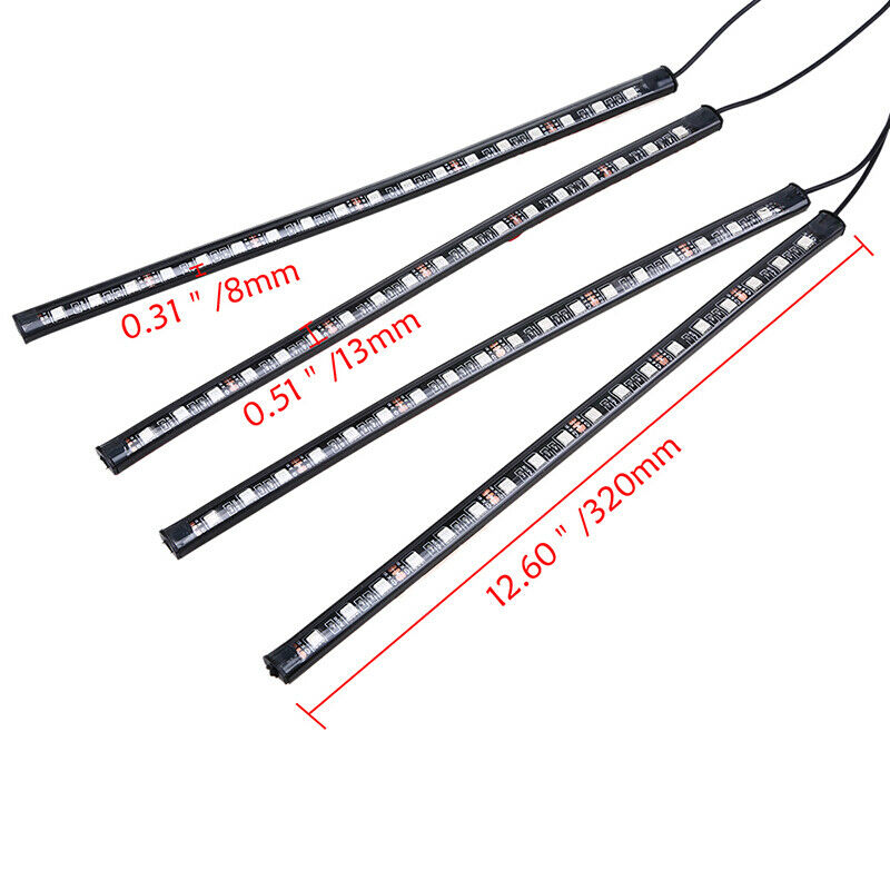 4X LED Car USB Charge Interior Accessories Floor Decor tmosphere Lamp Light