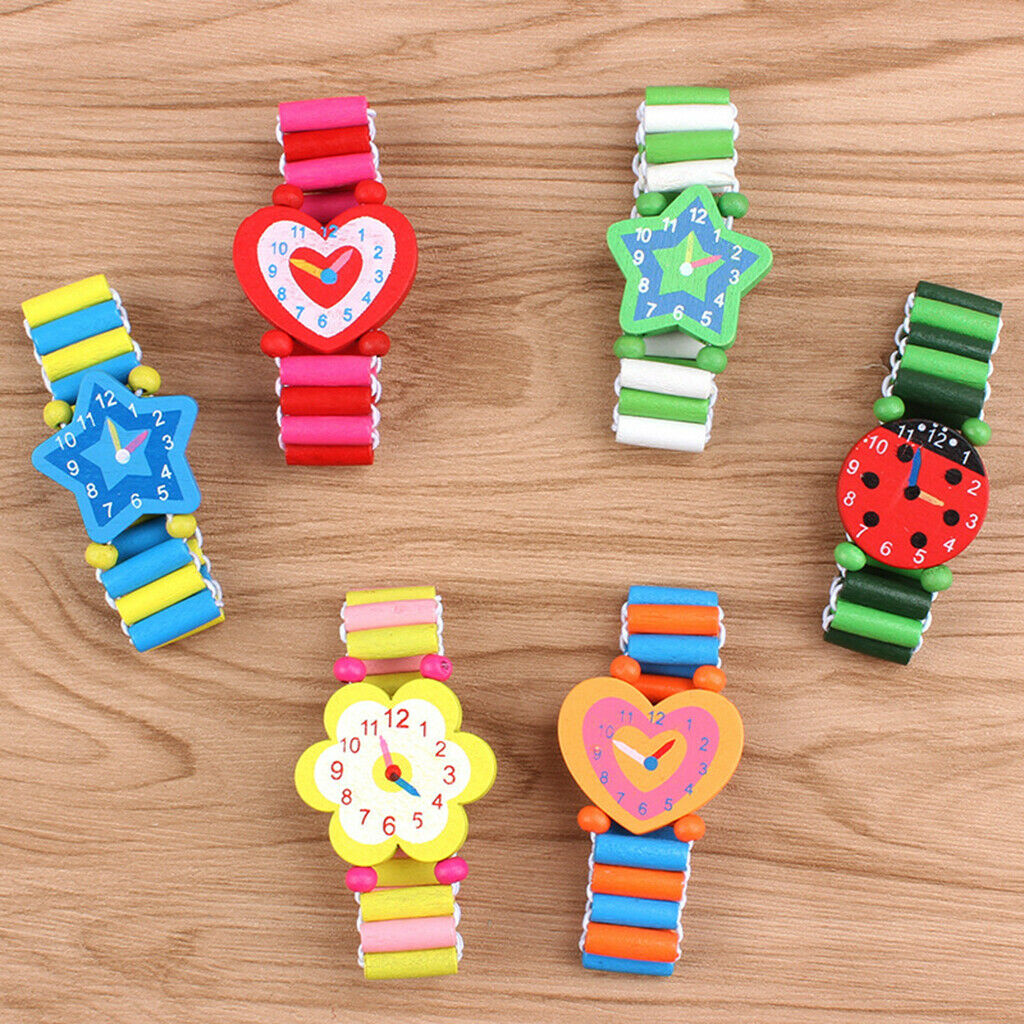 3pcs Simulation Wooden Wristwatches Watches Toys Decorative Dial Wristband 16cm
