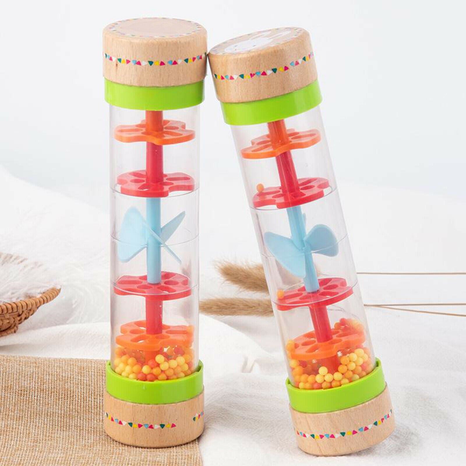 Toddlers Rainbow Rainstick Rainmaker Rain Shaker Sensory Musical Sound Rattles