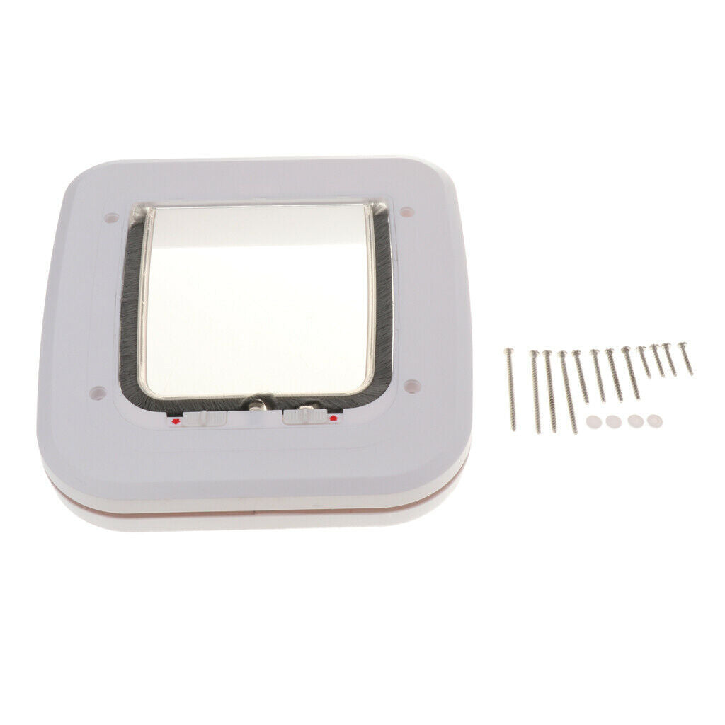 ABS Pet Cat Small Dog Puppy Magnetic Lock Flap Door Outdoor Alleyway White