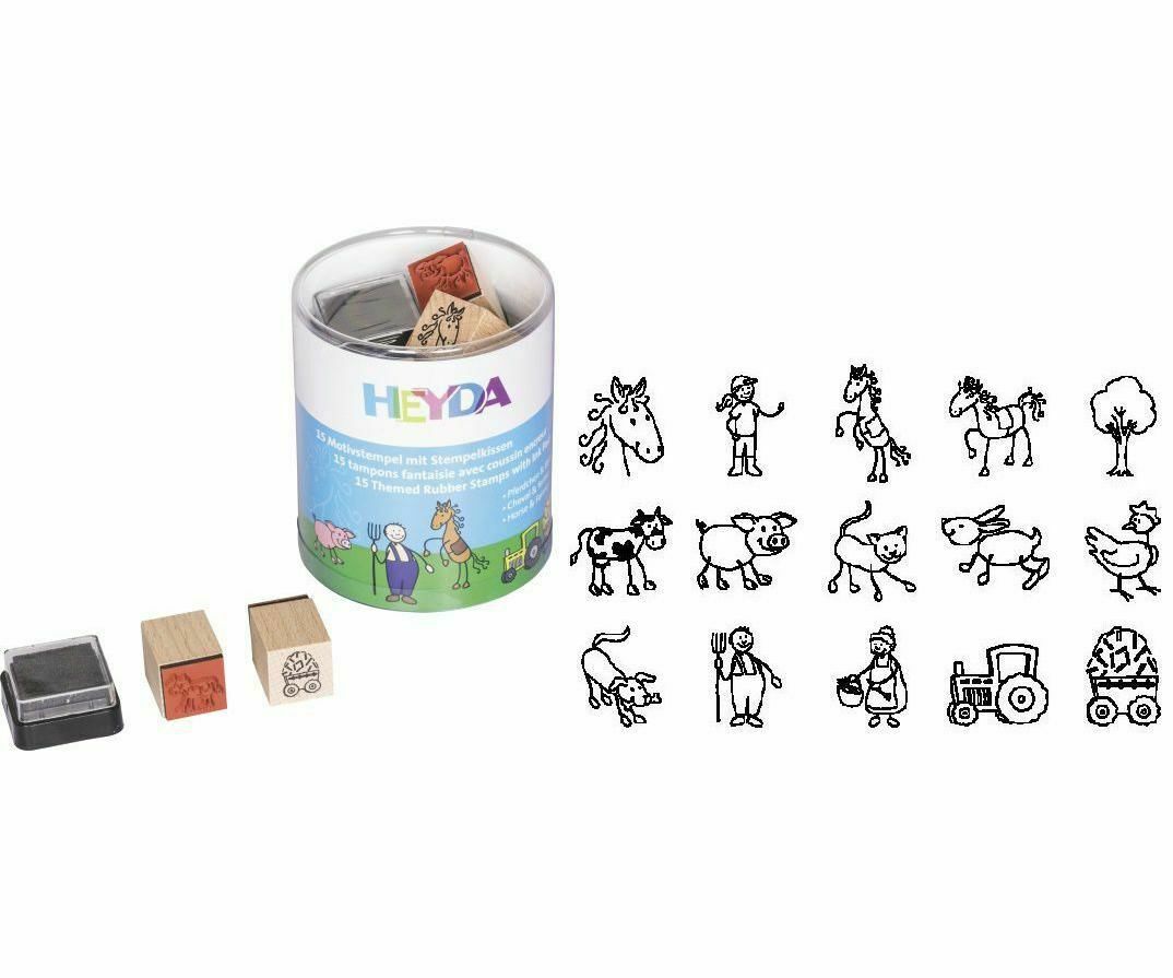 15 Pcs Of Stamp - Horse + Farm Stamp Pads Art Supplies Heyda