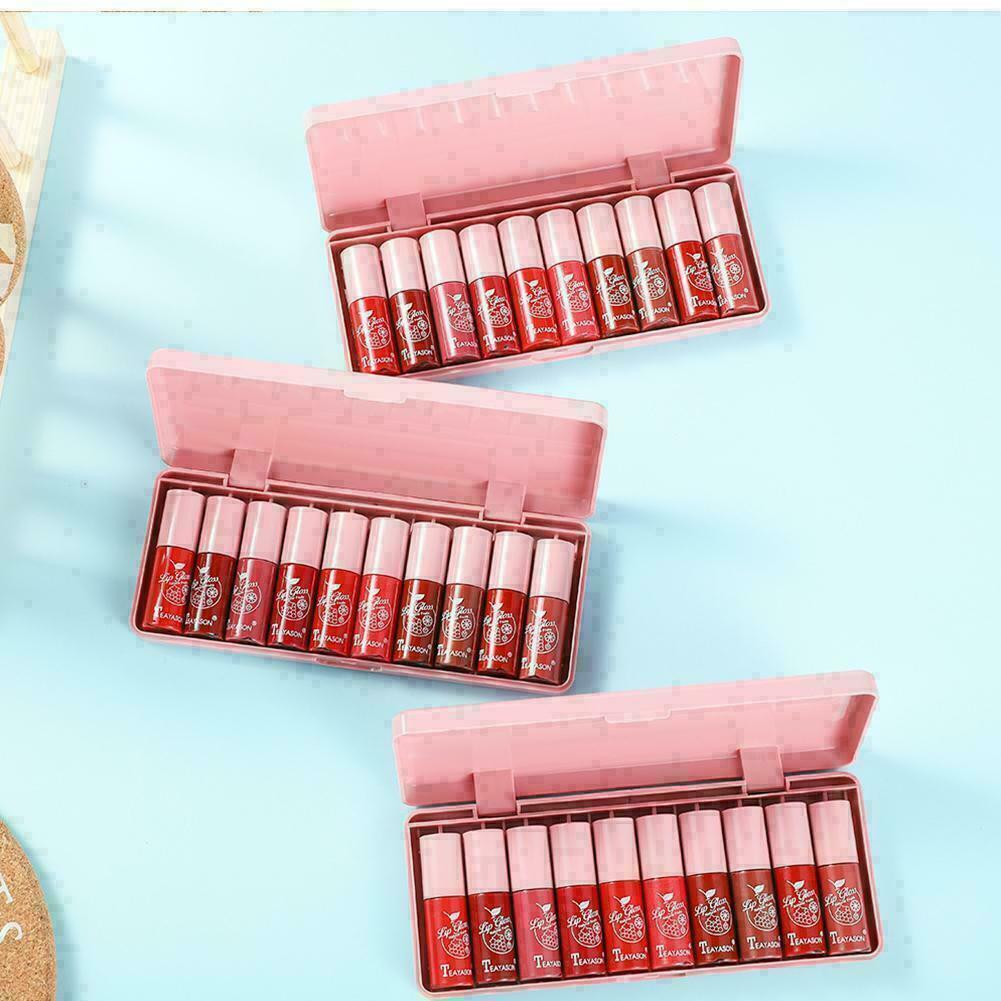 10pcs/set Pearlescent Lip Gloss Liquid Lip Glaze Moisturizing mn T6L3