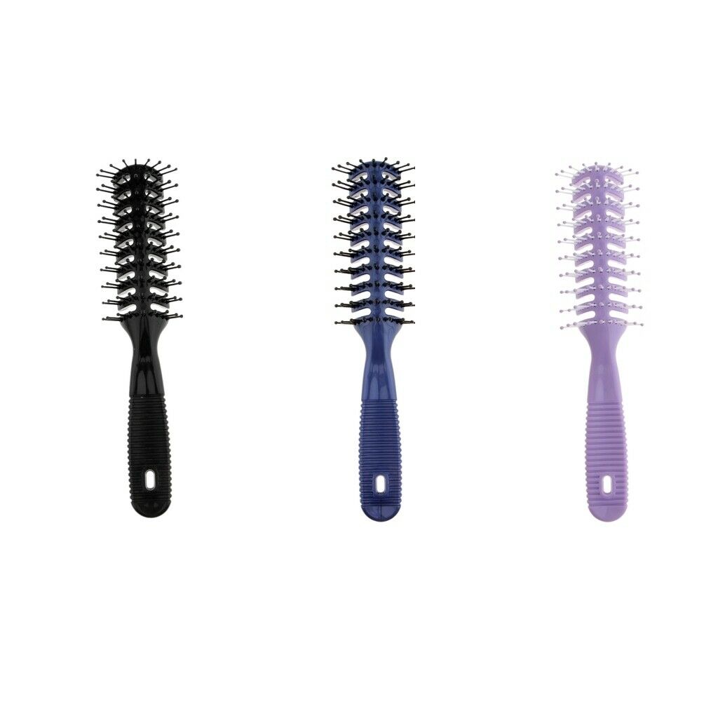 Plastic Styling Hair Brush Ribs Comb Anti-Static Salon Curly Hair Brush Blue