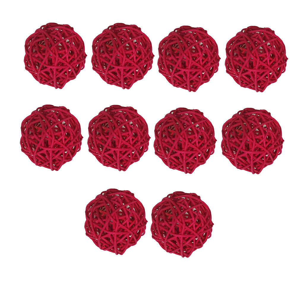 10x Natural Rattan Ball Wicker Ball Twig Orb Wedding Party Home New Year Decor