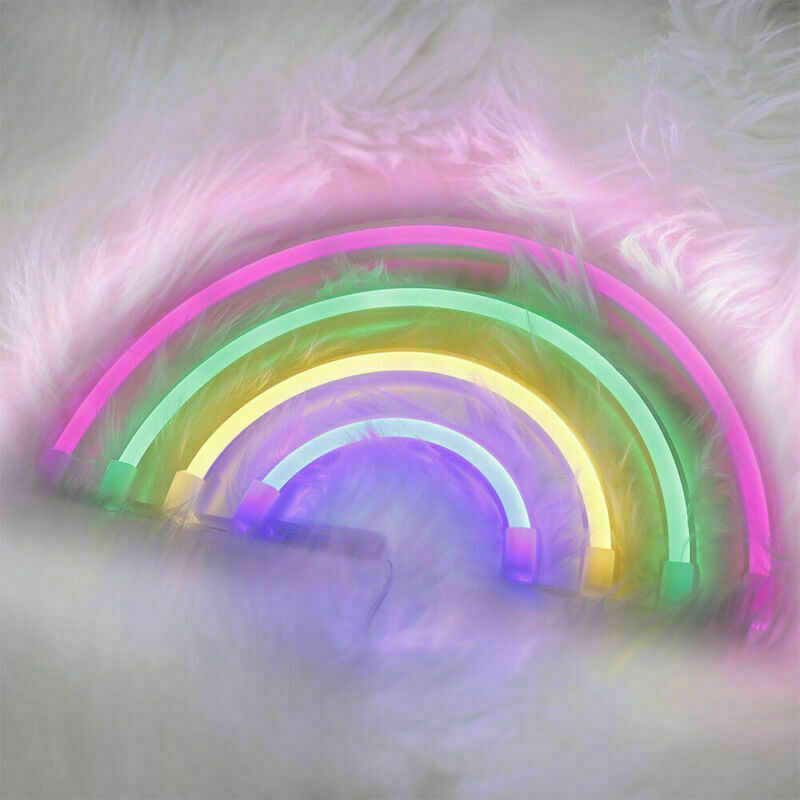 Rainbow Neon Sign LED Light USB/ Battery Powered Neon Lamps for Kids Room Decor