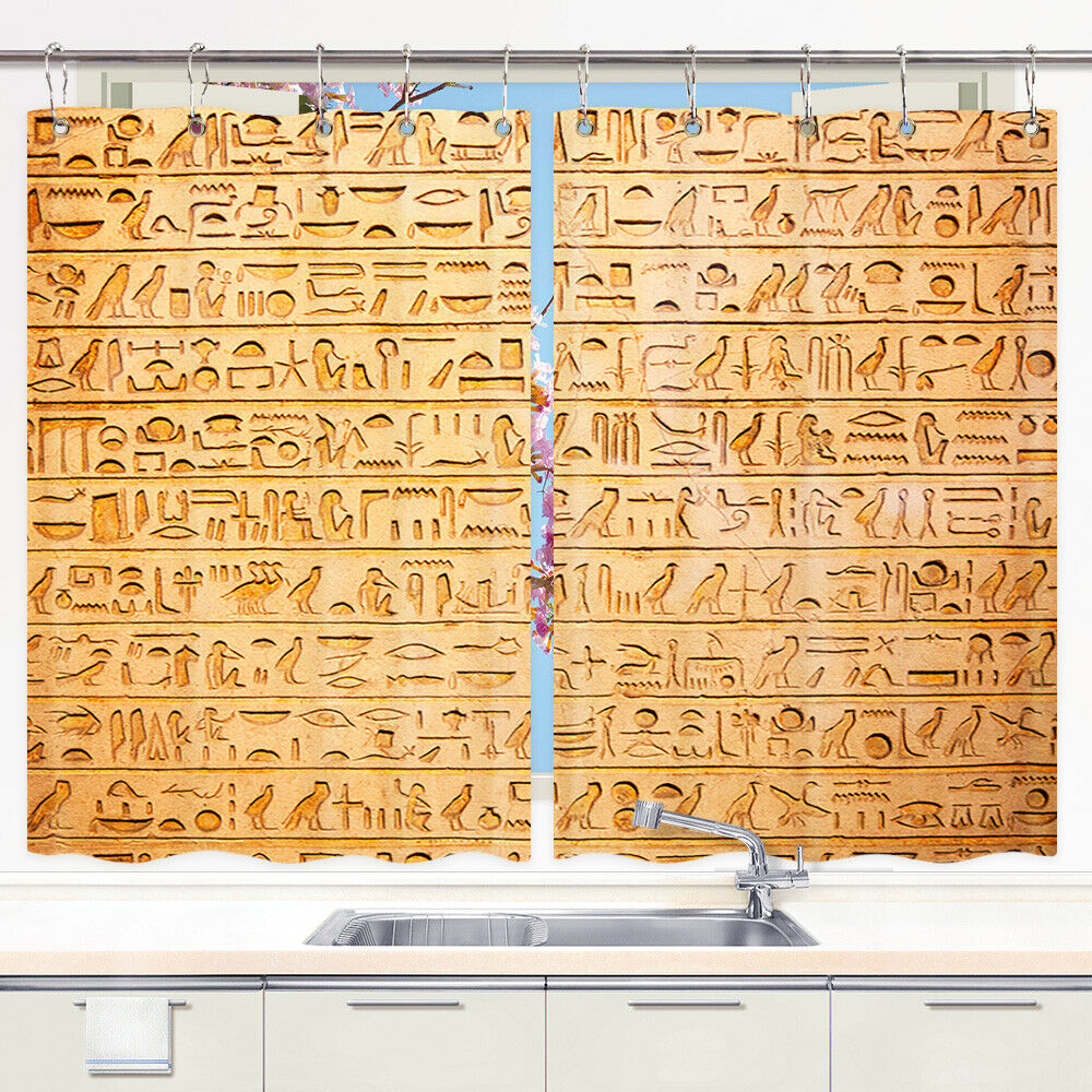 Ancient Egyptian Kitchen Window Curtain, Window Treatment Set Drapes 2 Panels