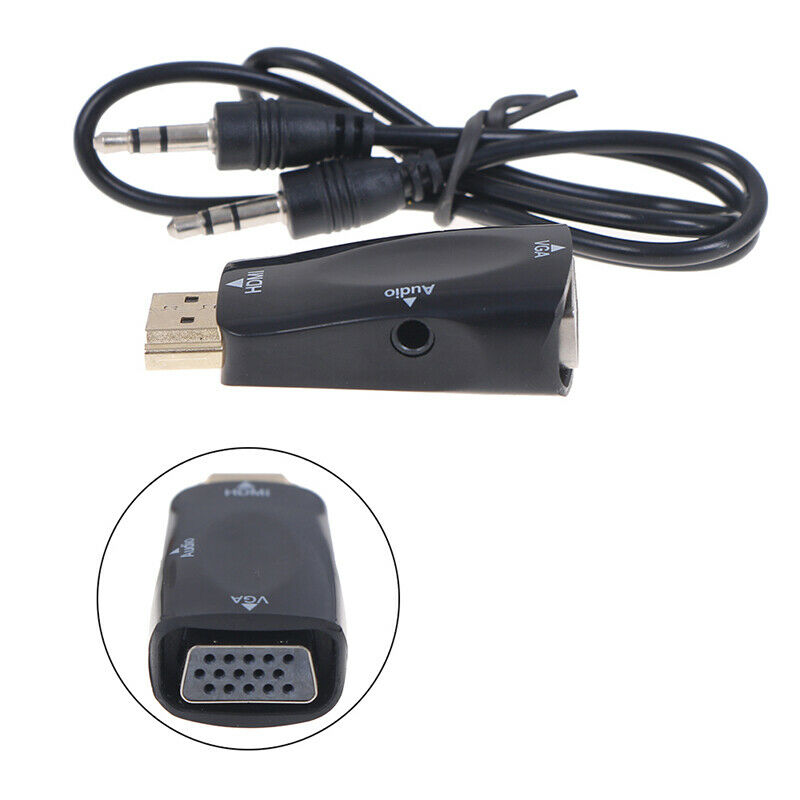 HDMI to VGA Adapter Audio Cables Converter Male to Female HD 1080P For PC TV^DD