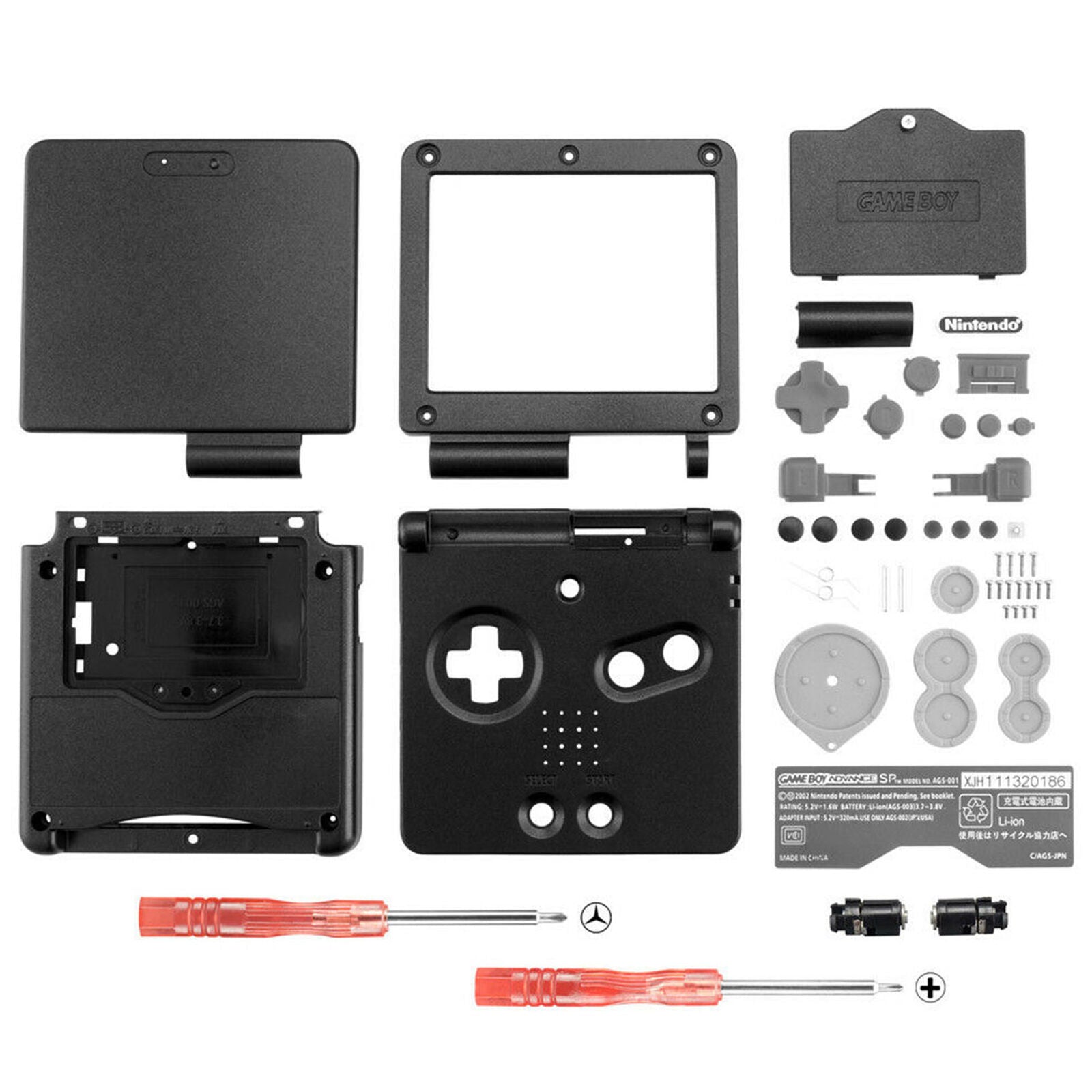 Solid Black Housing Shell Button Replace for Nintendo Game Boy Advance SP GBA SP