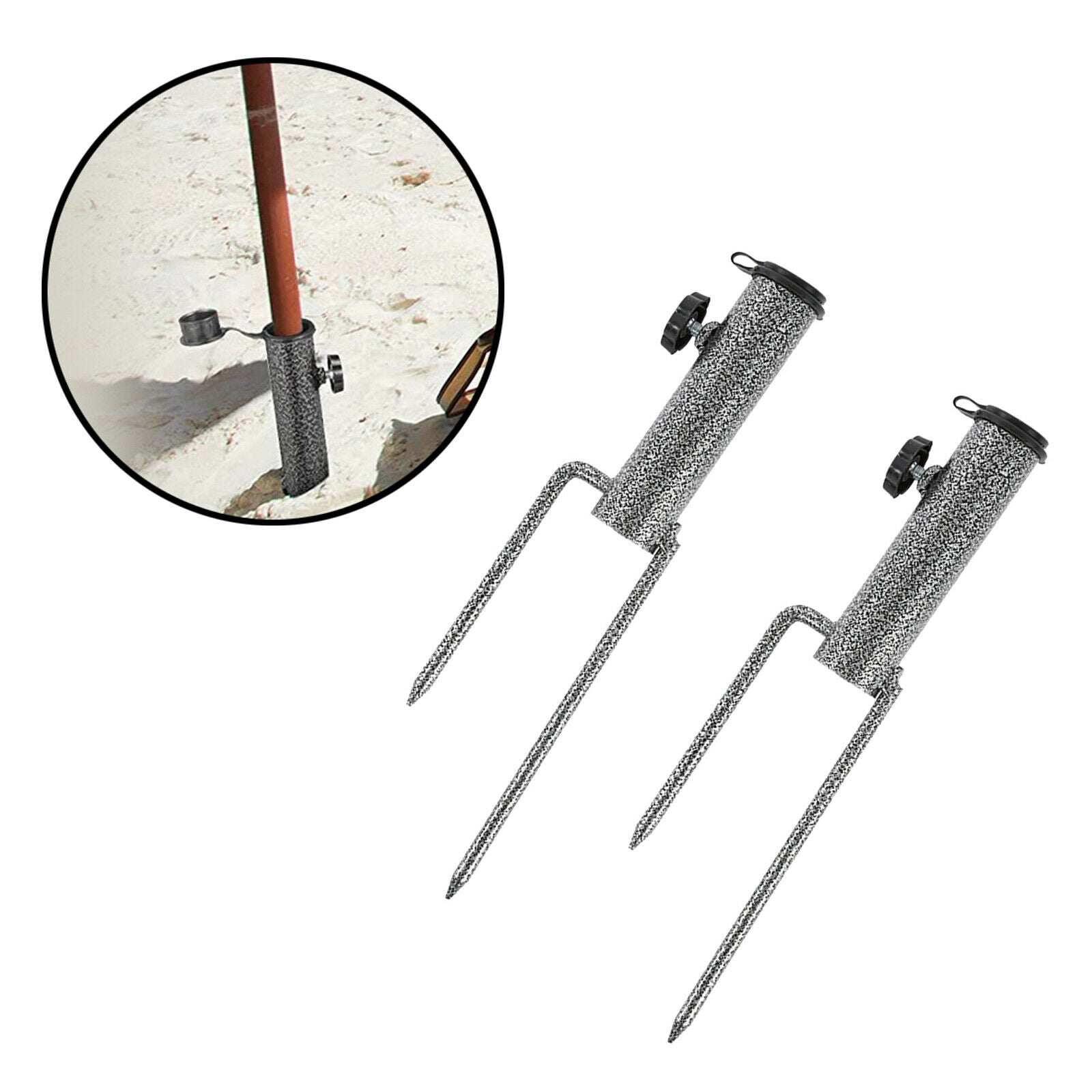 Set of 2 Beach Patio Umbrella Metal Anchor Base 32cm Length Durable
