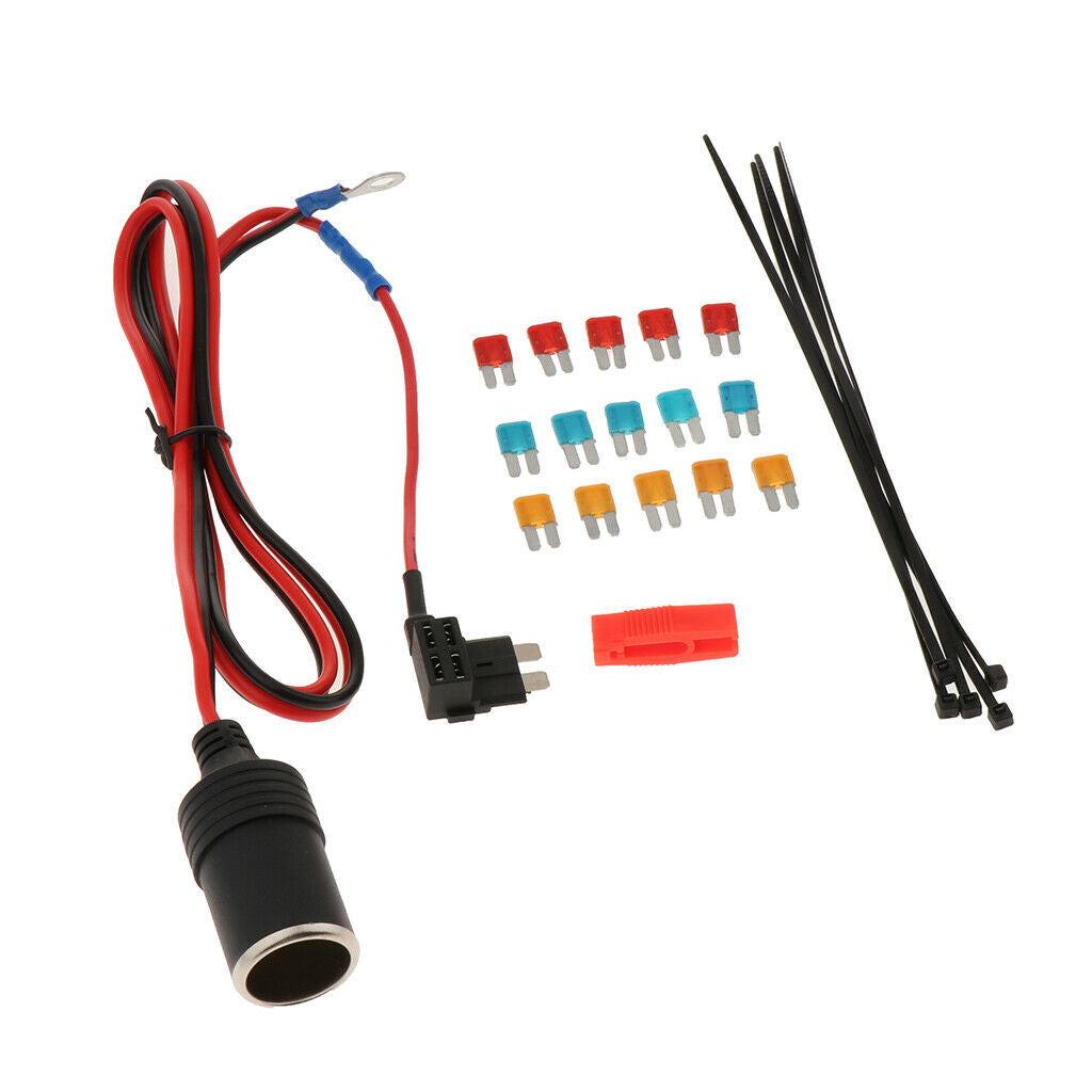 Car Cigar Lighter Socket 12V Standard Fuse Tap Holder  W/ Fuse 5/10/15A