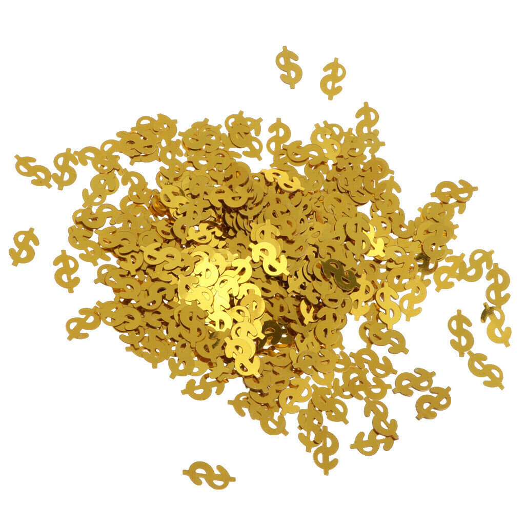 Golden US Dollar Symbol Metalic Foil Sparkling Table Confetti Scatter