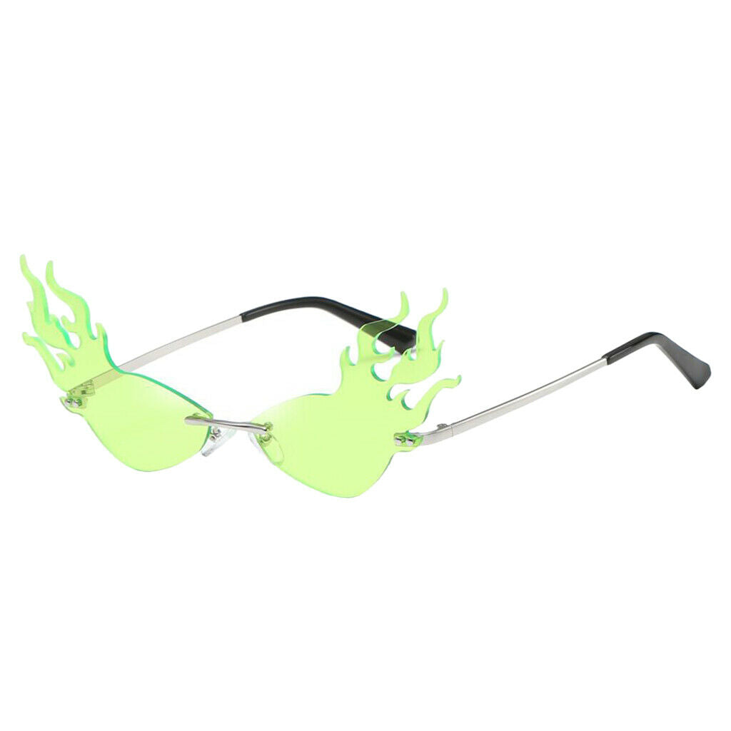 2Pcs UV400 Fashion Small Fire Shape Flame Rimless Sunglasses for Party