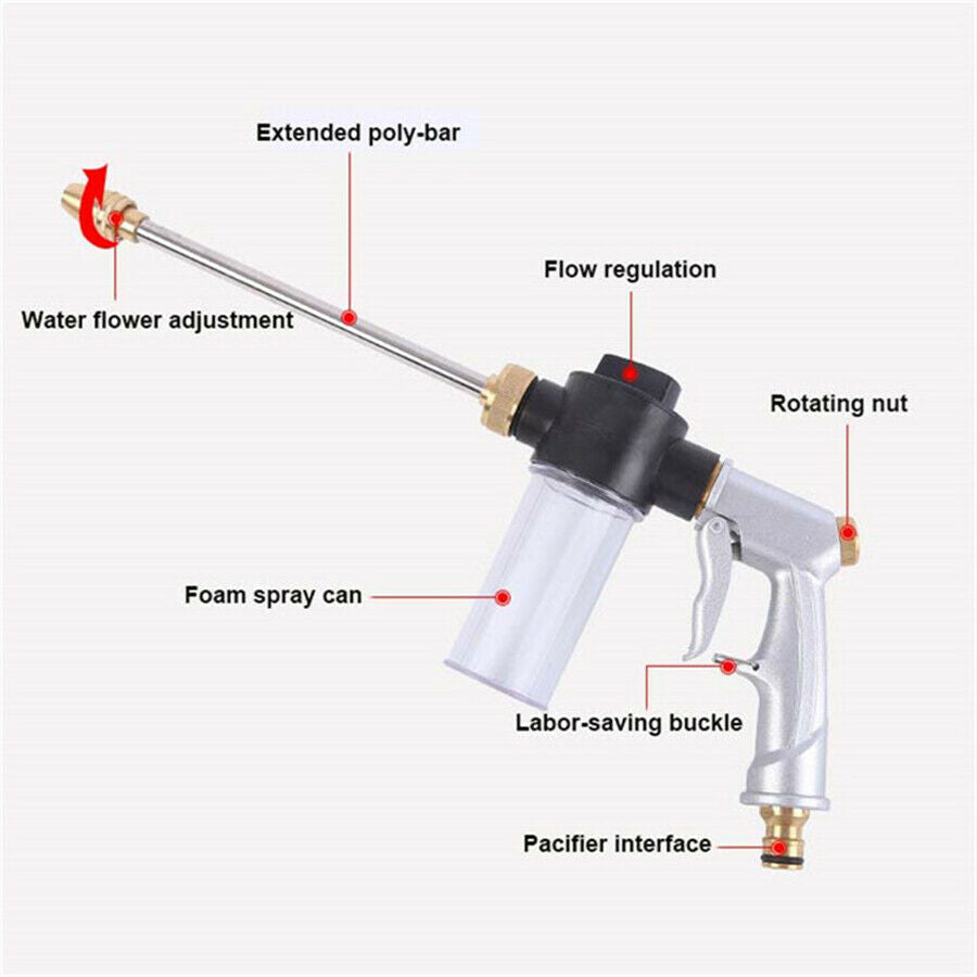 Aluminum Alloy Power Washer Water Gun Spray Nozzle Car Wash Garden Cleaning Tool