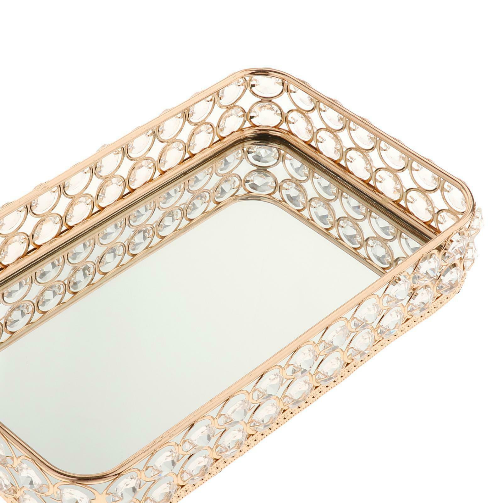 Exquisite Mirrored Crystal Cosmetic Tray Perfume Care Makeup Organizer