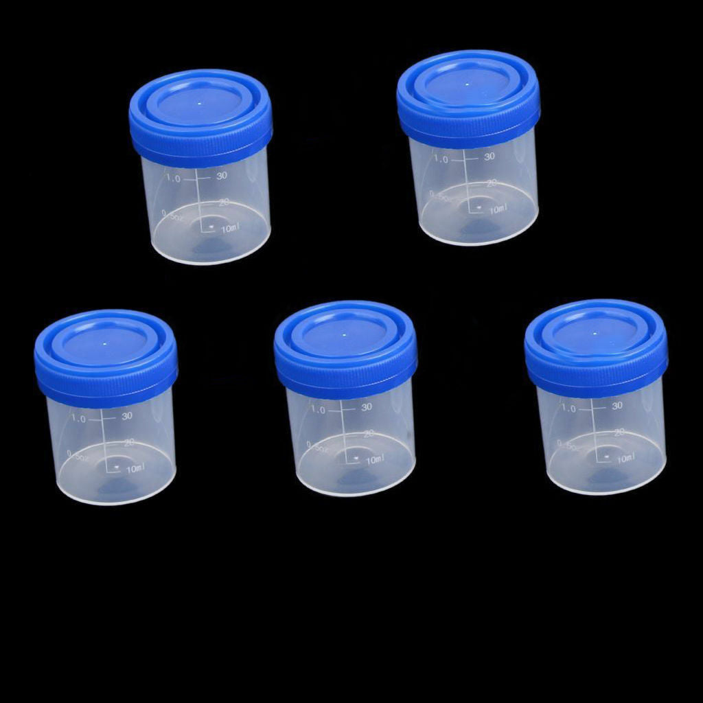 5PCS 40ML Specimen Cups Containers Sterile Jars Leakproof 1.5oz Graduated NEW