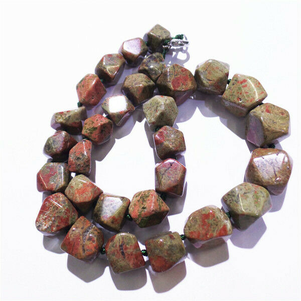 1 Strand Natural Unakite Jasper Freeform Beads Handmade DIY Necklace 42cm HH9151