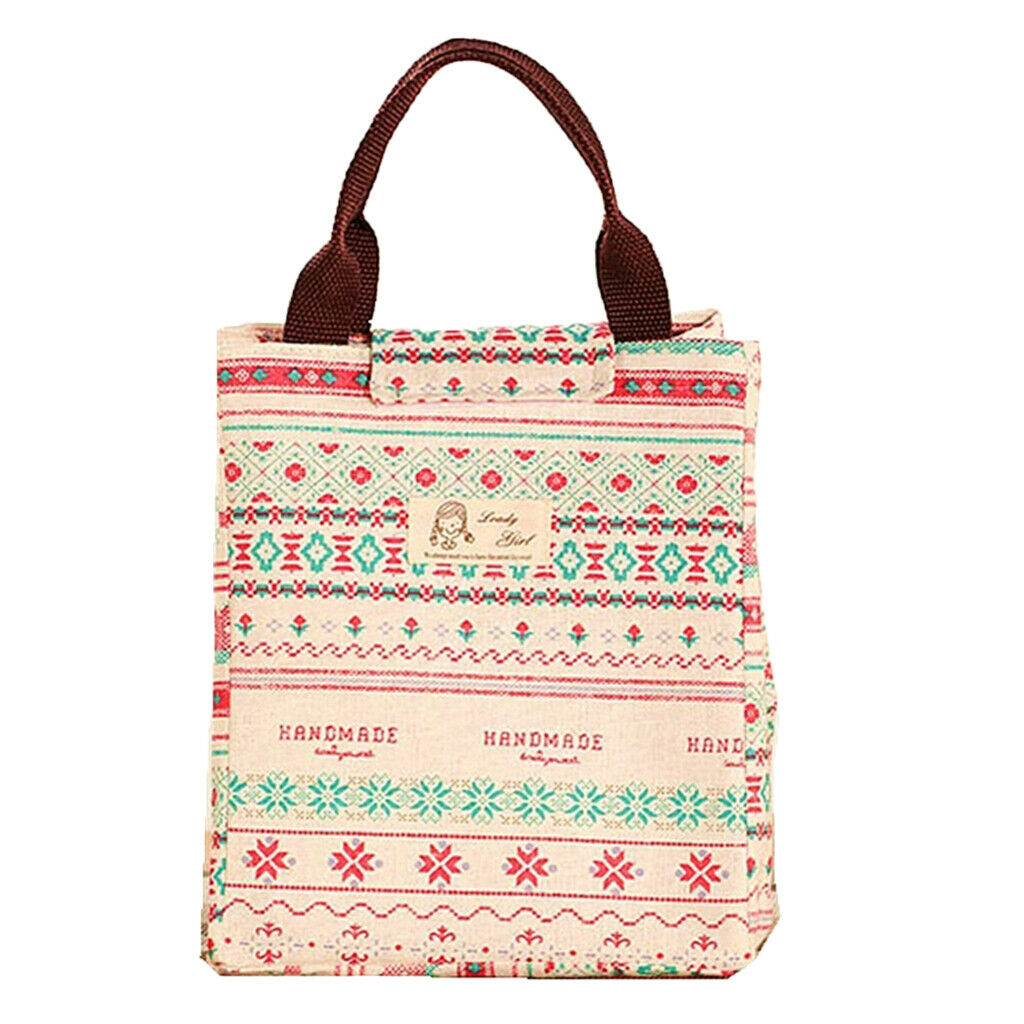 Reusable Lunch Bag Tote Aluminum Foil Thermal Insulated Cooler Bag Lunch Box -