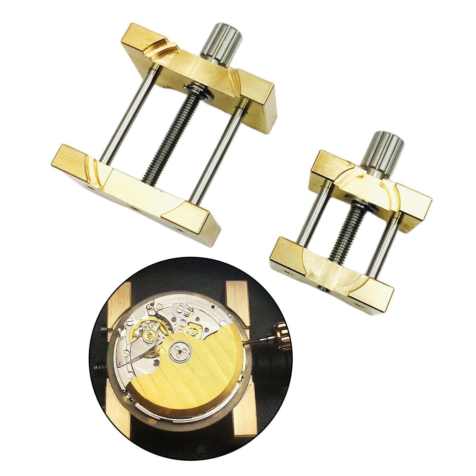 Set of 2 Copper Watch Movement Holder Fixed Base Opening Holder Repair