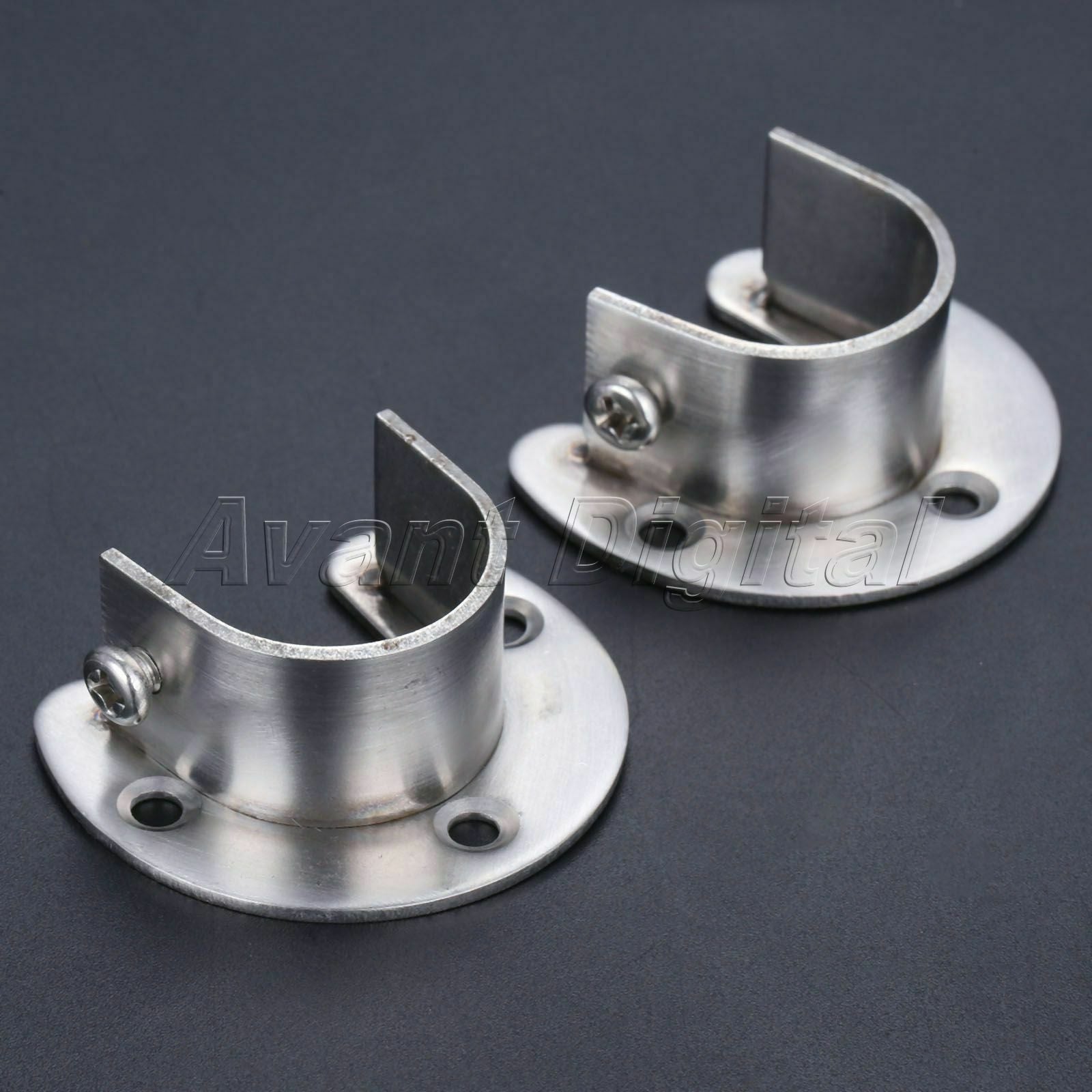 U-Shape Closet Clothes Pole Rod Flange Durable Support Holder Socket Bracket Set