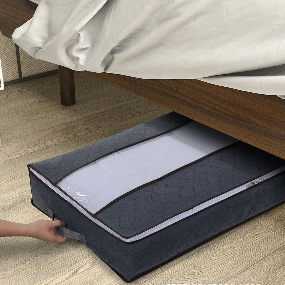Flexible Zippered Underbed Storage Bag for Comforter Blanket Packing Storage