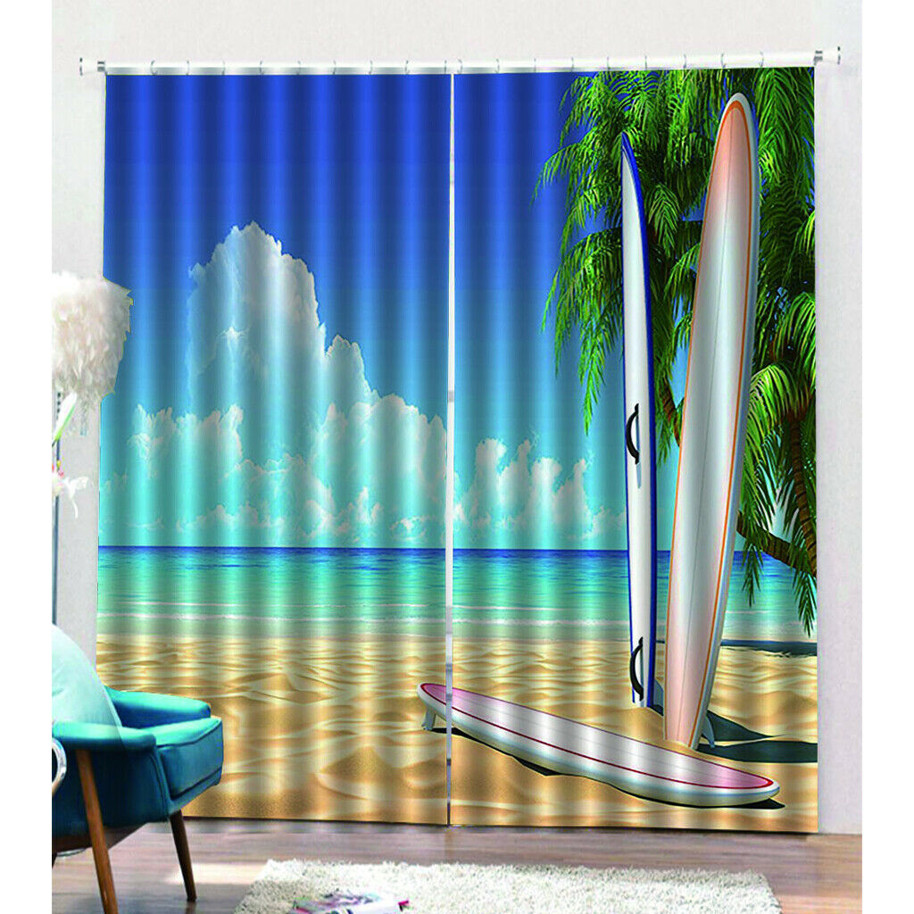 Seaside skateboard printing shade curtains for bedroom and Living Room M