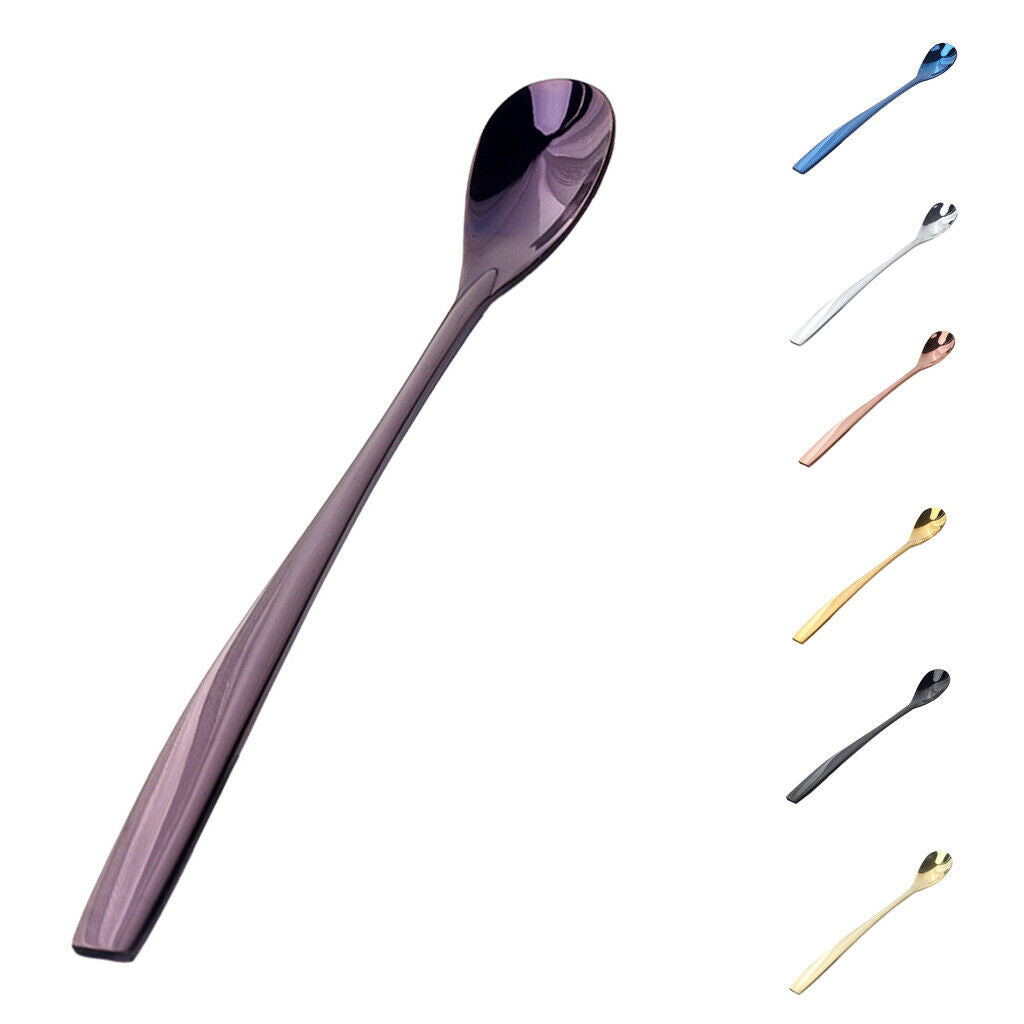 2Pcs Stainless Steel Long Handle Tea for Sundae Coffee w/ Smooth Surface