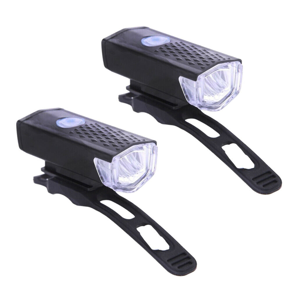 2x USB Bike Headlight Road Bicycle LED Light Front Lamp Flashlight White