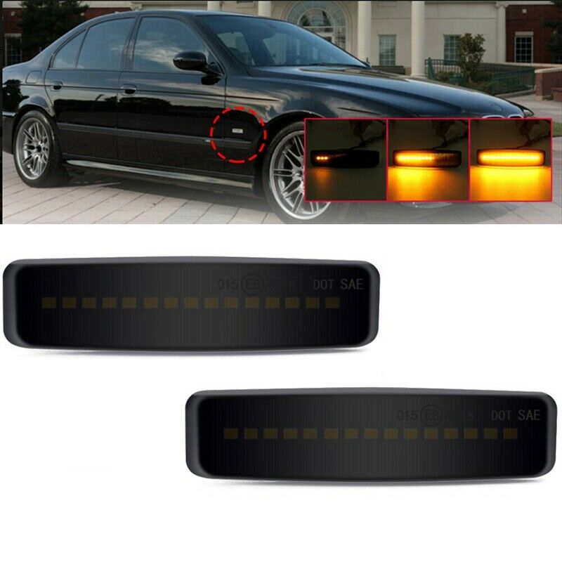 LED Side Marker Light Dynamic Smoked Turn Signal For- E39 5ER 1995-2003 J5W1