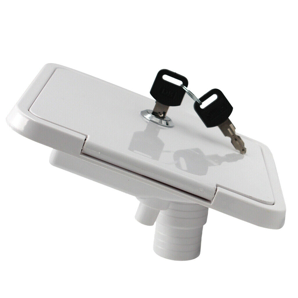 1pc Heavy Duty Water Fill Hatch Fill Dish + Keys for Boats Caravans White