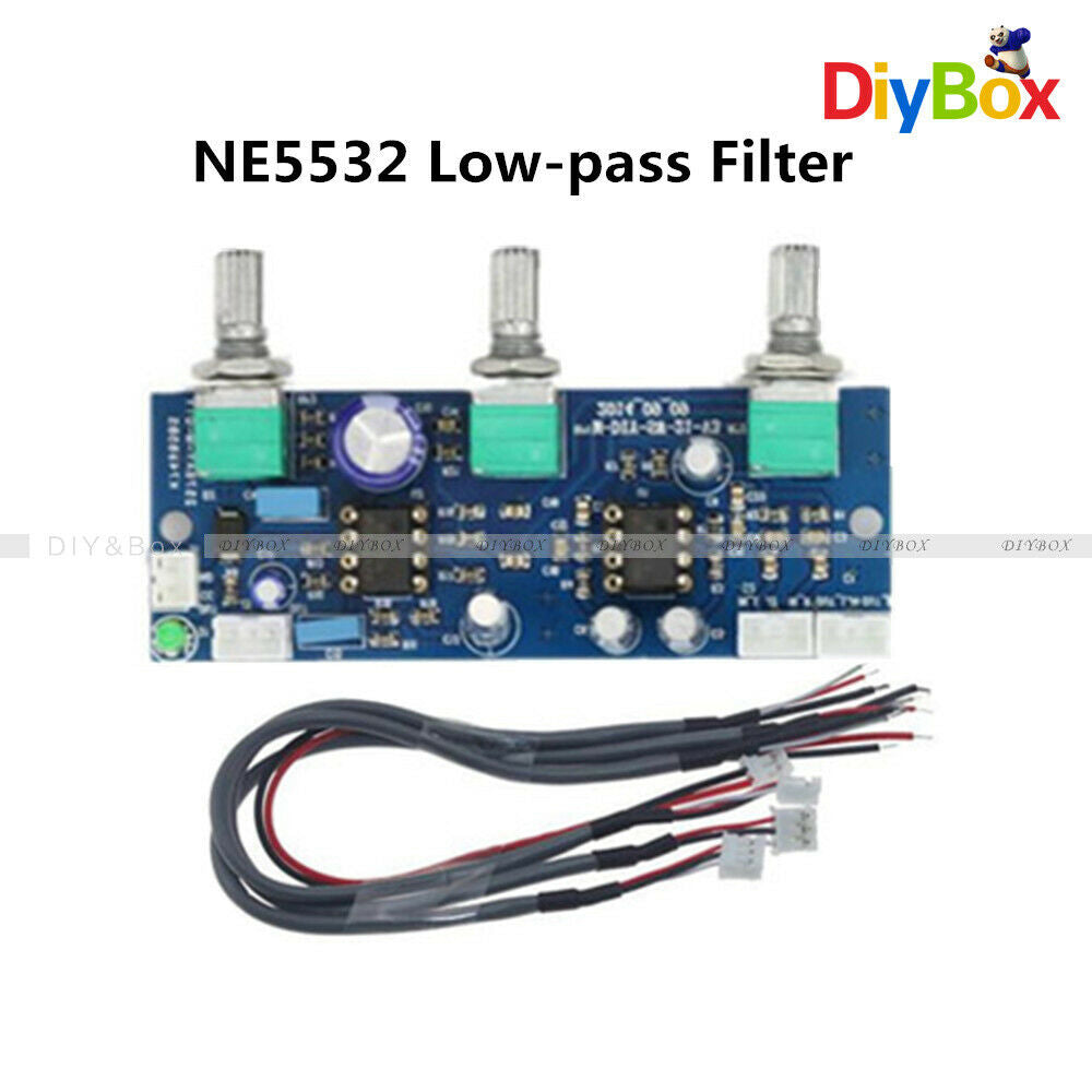 DC 12-24V NE5532 Low-pass Filter Stereo Subwoofer Preamp Amplifier With Cables