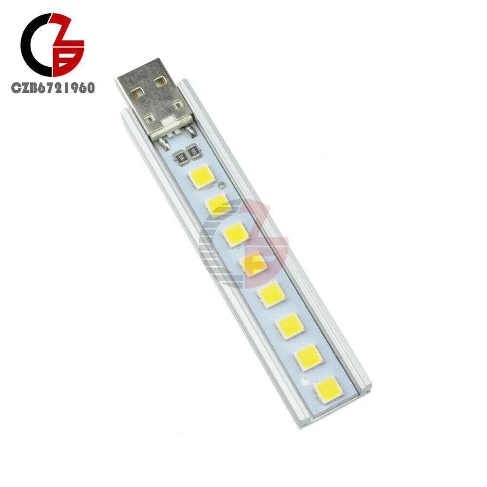 Warm White 5V Mobile Power Highlight 1.2W USB Lamp 8 Beads SMD LG 5152 LED
