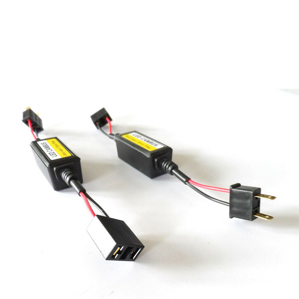 2pcs Car Headlight Decoder LED Anti Flicker Prevent Noise Warning Adapter Kit