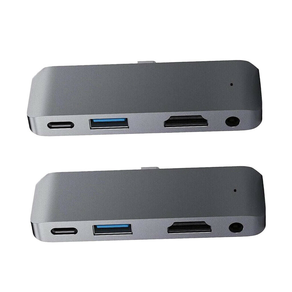 Pack Of 2 Type-C Station HDMI Multi Port Charger Hub For  Pro Gray