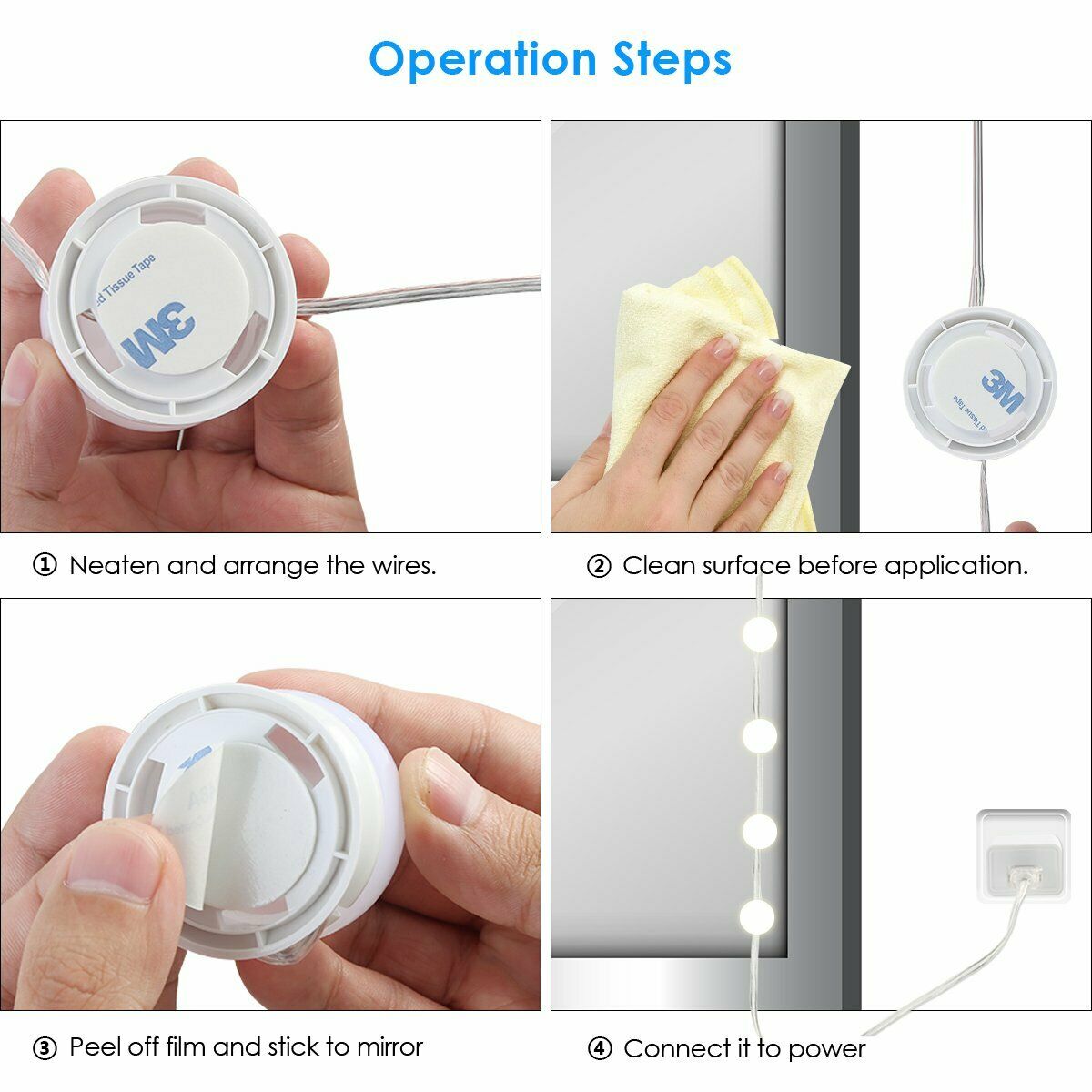 10LED Bulb white Hollywood Style LED Vanity Mirror Lights Makeup Dressing Decor