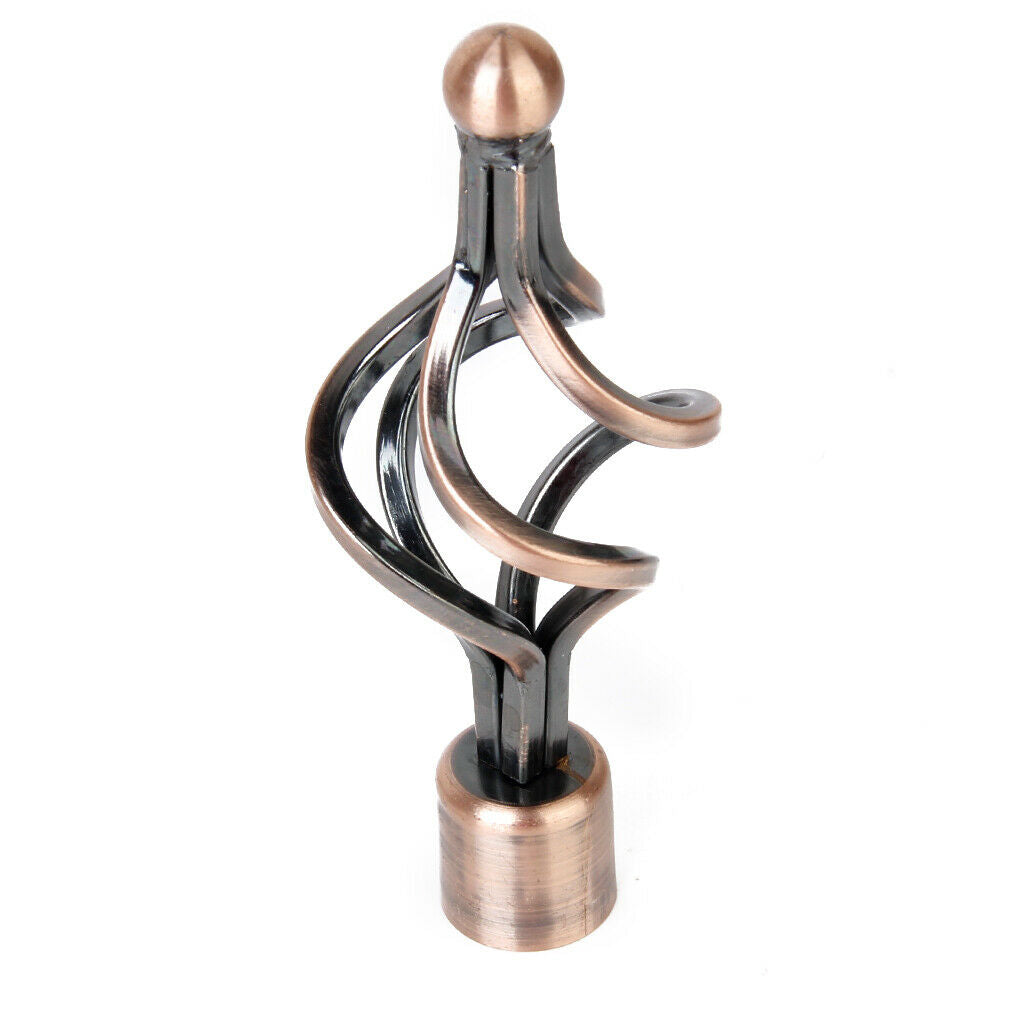 2Pcs Window Curtain Rod End Drapery Pole Rail Decorative Heads Twist#Copper