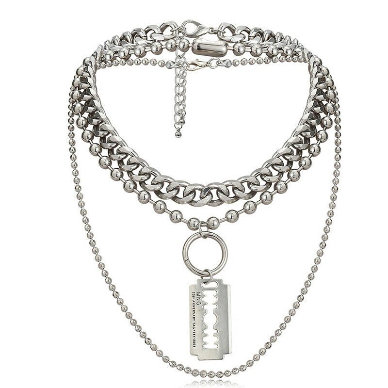 Fashion Multi-layer Hip hop Round Bead Chain Women Men Choker Neckalce Je.l8