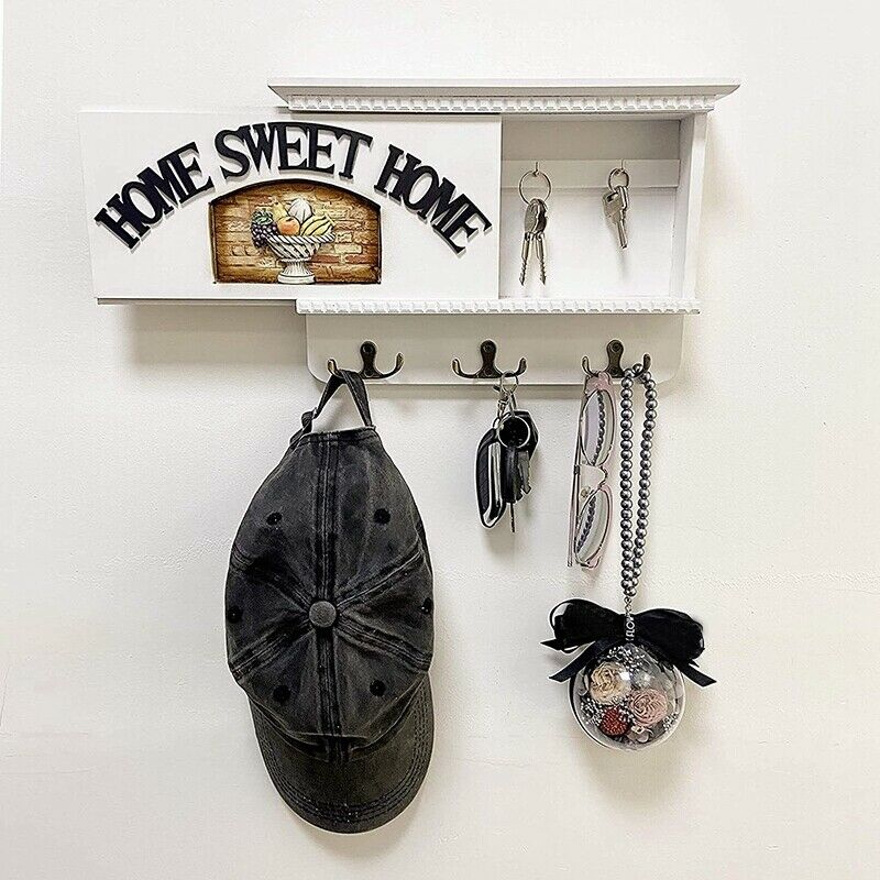 Mail Holder for Wall Key Rack for Wall White Decorative Entryway Organizer fN4E8