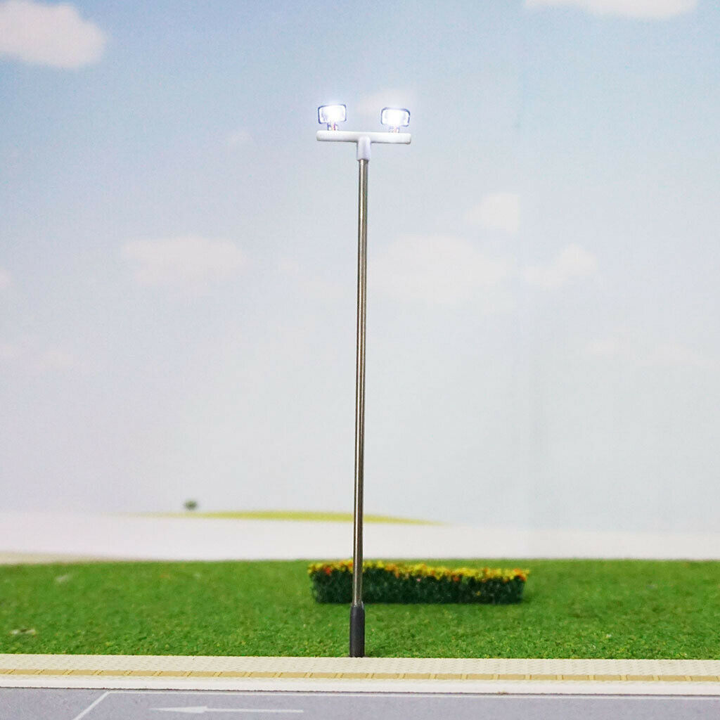 10x Delicate Building Layout HO OO Scale Train LED Street Lights Stainless