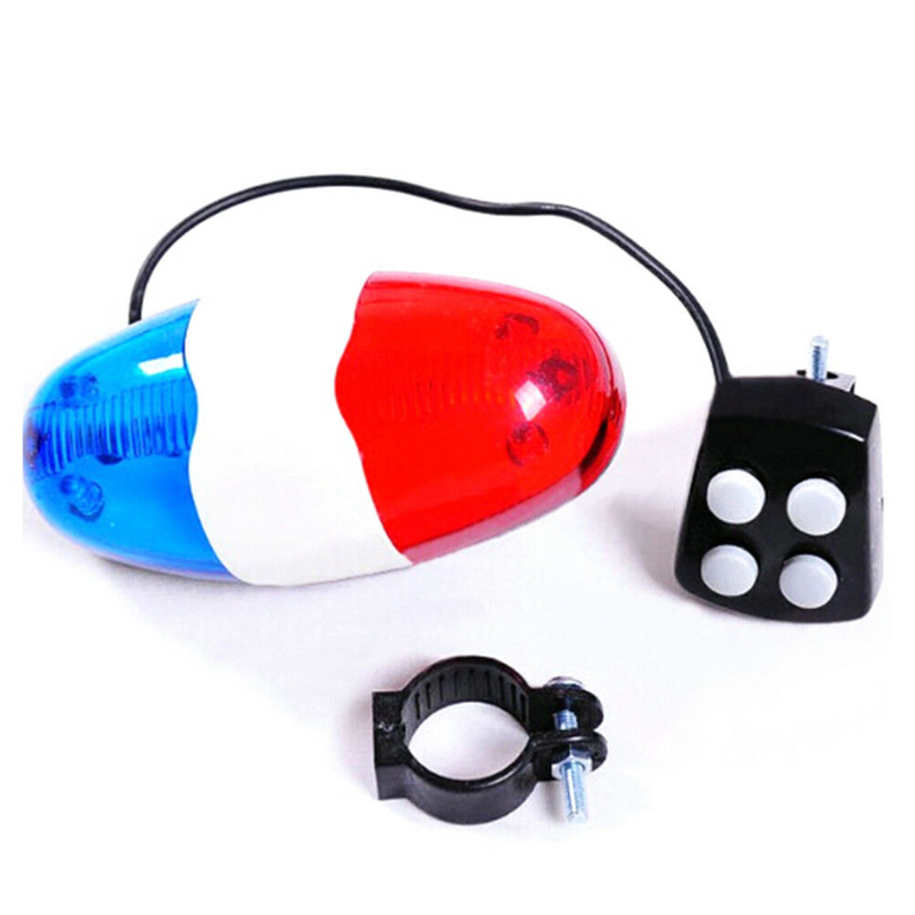 6 bike bicycle police led light + 4 loud siren sound trumpet cycling horn bel Lt