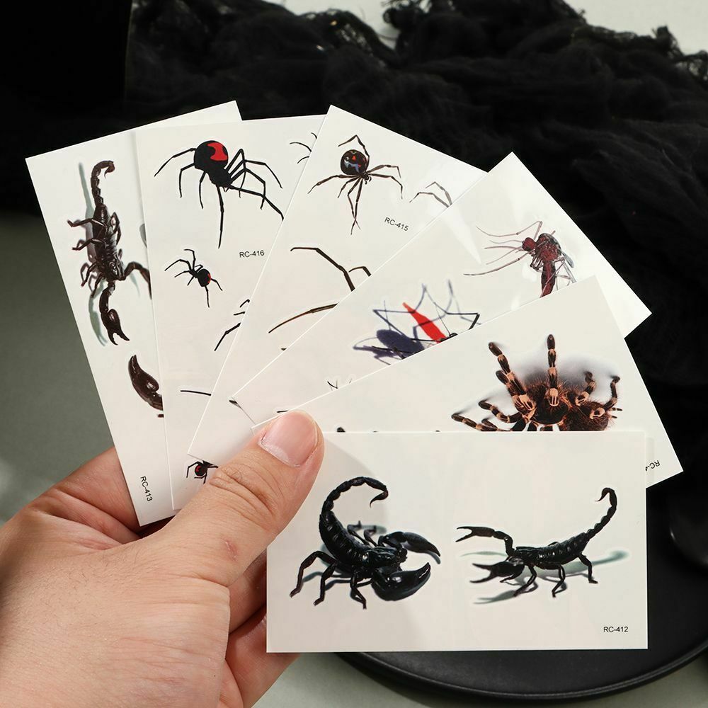 Halloween Temporary Tattoo Stickers Skin Decor Spider Scorpion Style Body Art