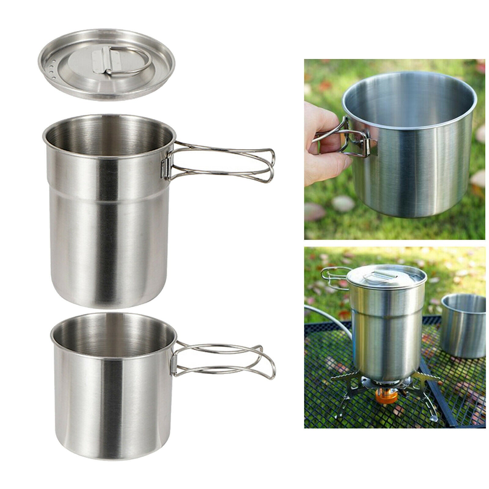Portable 2pcs Camping Cup Kit Cooking Bowl Water Mug Adventure Outdoor