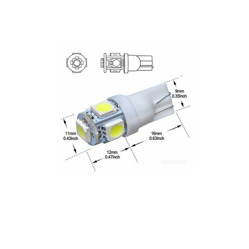 White T10 168 194 LED License Plate Exterior Tag Replacement Light 2 bulbs