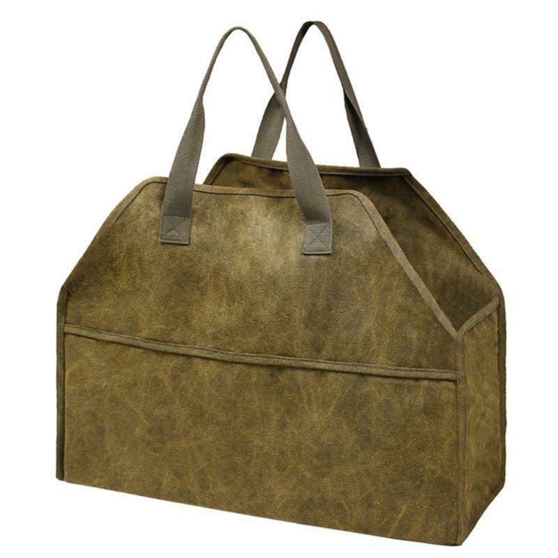 Log Storage Holder Carrier Canvas Firewood Bag Durable Fire Wood Tote Organizer