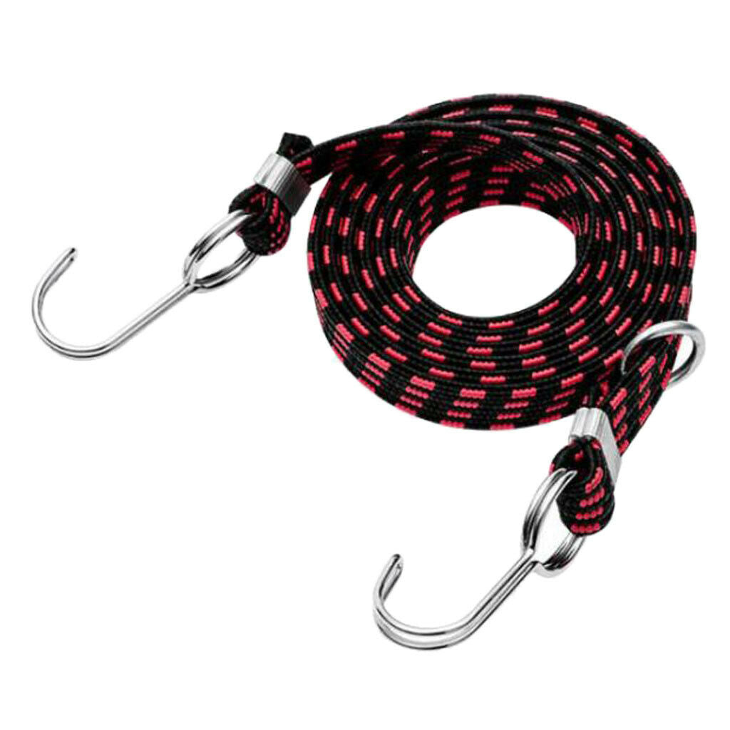 Red Motorcycle Bike Cargo Luggage Helmet Rope Strap Elastic- 100-300cm 200cm