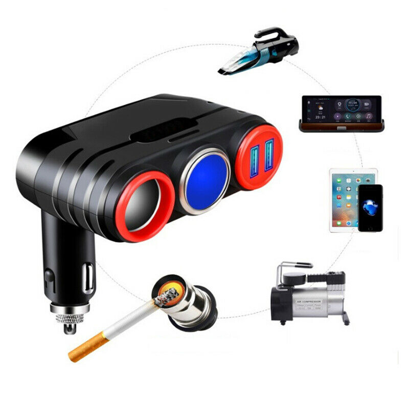 Dual USB 12V-24V Car Charger Adapter Fast Charge Cigarette Lighter Mounting 120W
