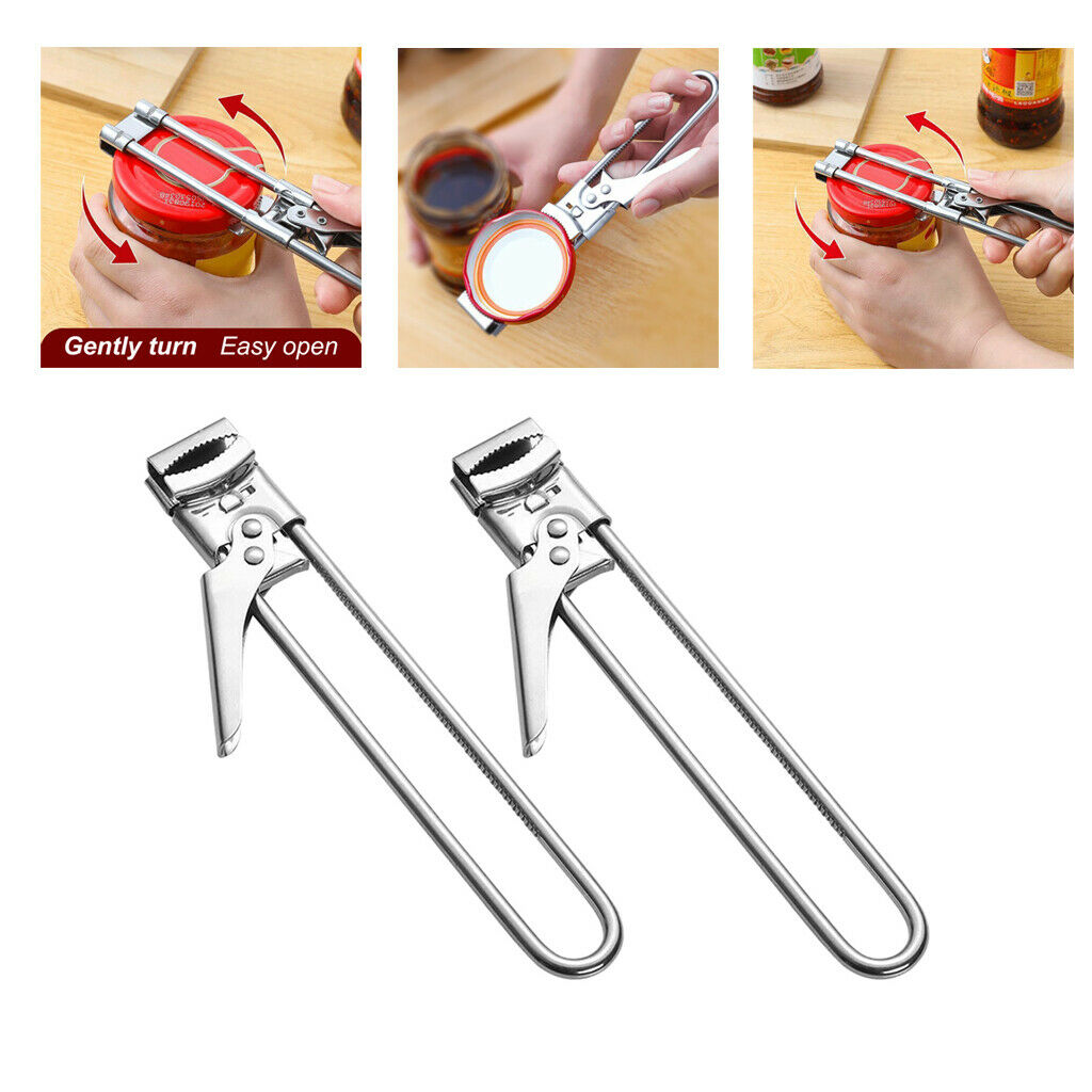 2pcs Manual Jar Opener Bottle Gripper Stainless Steel Jar Lid Opener Tool